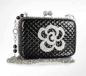 Maddalena Marconi Jeweled Black Quilted Patent Leather Evening Clutch w/Chain Strap - Maddalena Marconi - Clutch - Forzieri