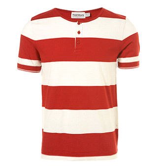 Red Stripe Grandad T-Shirt