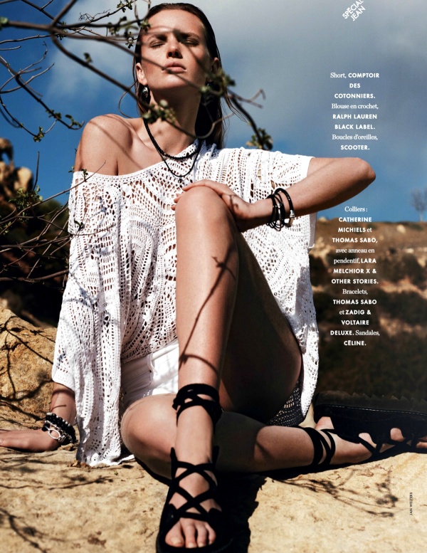 Anne Vyalitsyna ‘rock’ cùng jeans trên tạp chí Elle Pháp tháng 3/2014