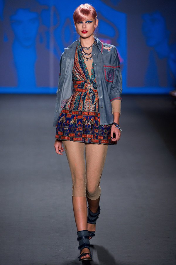 Mixed Prints and Candy Coloured Hairdos at Anna Sui Spring 2013 Fashion Show
