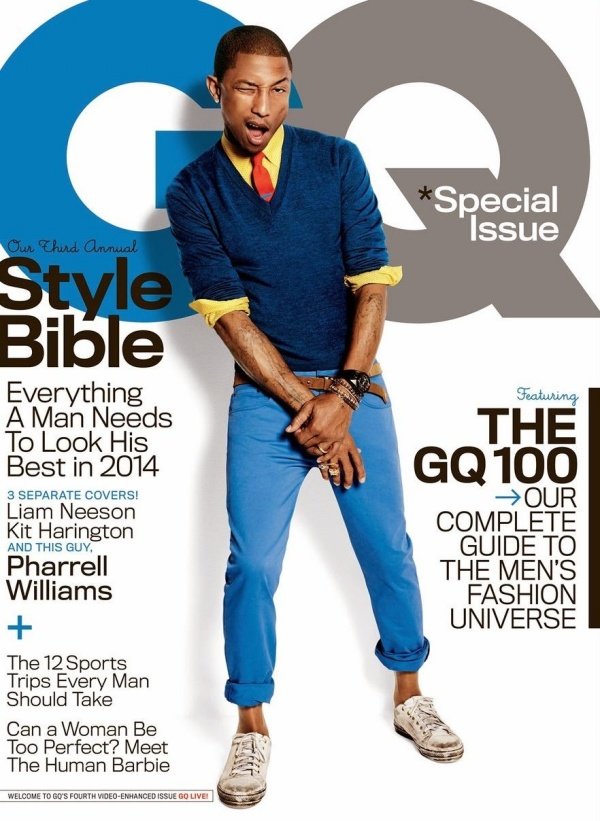 Pharrell Williams tươi mới trên tạp chí GQ Mỹ tháng 4/2014