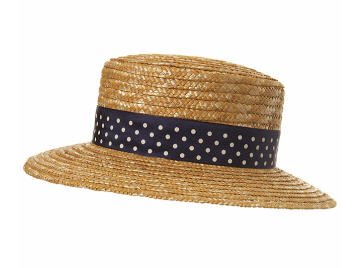 Straw Spot Band Boater Hat