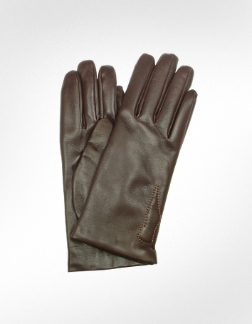 Moreschi Women's Dark Brown Nappa Leather Gloves w/Cashmere Lining - Forzieri - Gloves - Accessory