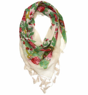 Cream Floral Tassel Scarf - Miss Selfridge - Scarves - Accessory