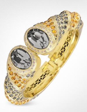 AZ Collection Swarovski Crystal Decorated Gold Plated Cuff Bracelet