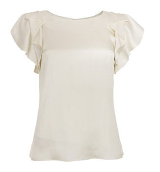 L.K. Bennett Zoah Drape Sleeve Silk/Satin Top, Champagne - John Lewis - Top - Women's Wear