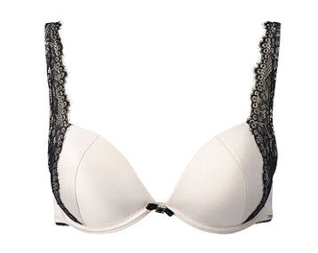 Black And Oyster Plunge Bra