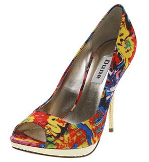 Dune Jonah Graffiti Fabric Button Heel Shoes, Multicoloured - John Lewis - Shoes - Women's Shoes