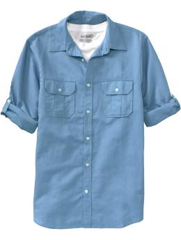 Men's Linen-Blend Pilot Shirts - Shirts - Men's Wear - Old Navy