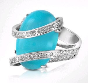 Del Gatto [DNA]  Turquoise Diamond Channel 18K Gold Ring