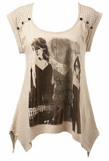 Oat Face Print Rock T-Shirt - T-Shirt - Miss Selfridge - Teenage Wear