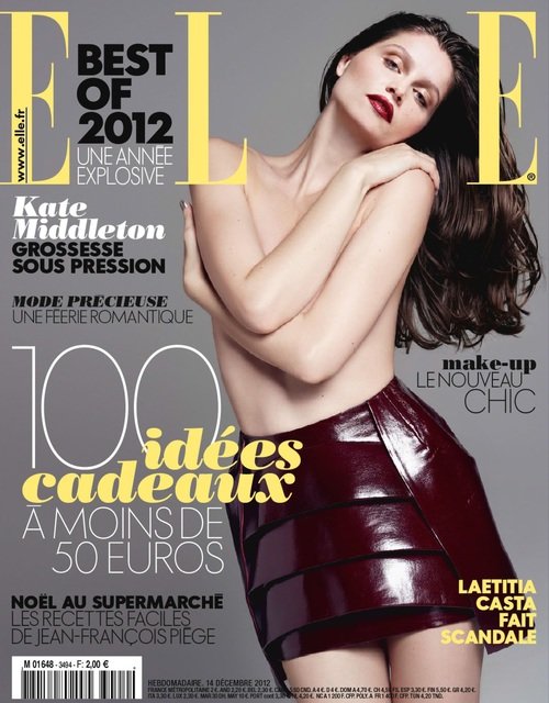 Laetitia Casta khoe ngực trần gợi cảm trên tạp chí Elle Pháp tháng 12