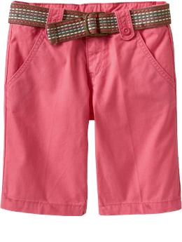 Girls Belted Twill Bermudas - Youth Ware - Old Navy - Girl