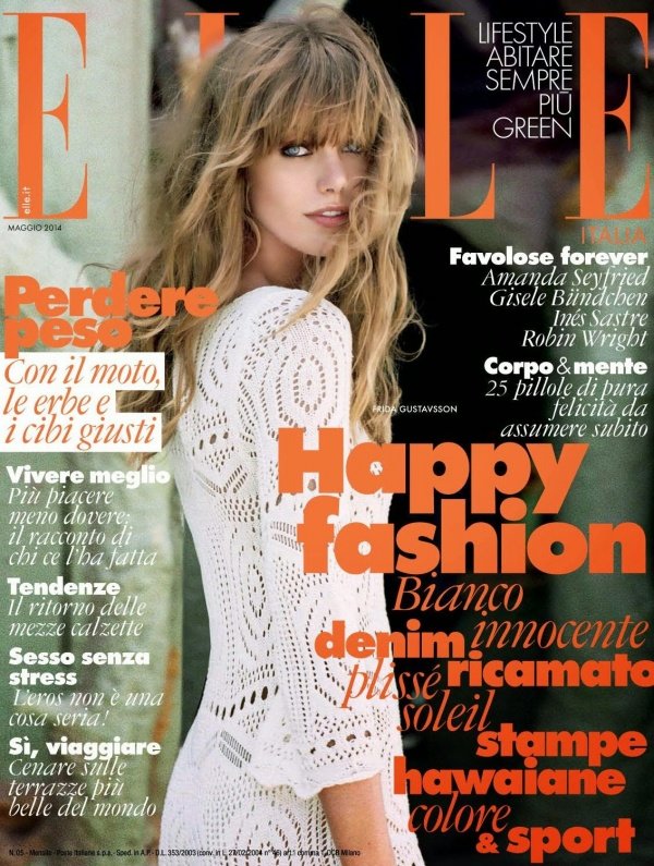Frida Gustavsson sành điệu du lịch Hè trên tạp chí Elle Ý tháng 5/2014