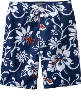 Men's Hibiscus-Print Cargo Board Shorts (11") - Old Navy - Swimsuit - Shorts