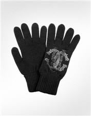 Roberto Cavalli Swarovski Crystal Logo Solid Knit Gloves - Forzieri - Swarovski - Gloves