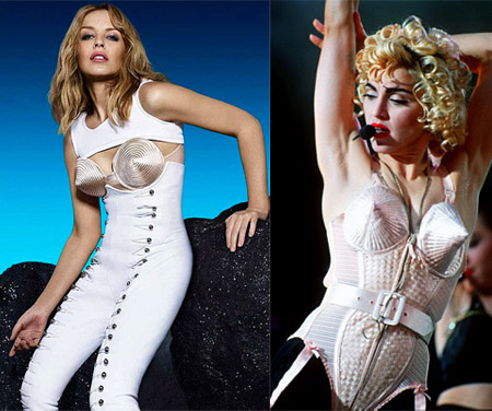 Kylie Minogue recreates Madonna's famous conical bra - Kylie Minogue - Madonna