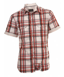 Red Short Sleeve Check Shirt - Burton - Shirt - Check Shirt - Men's Wear