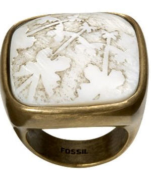 Carved MOP - Fossil - Ring - Jewelry