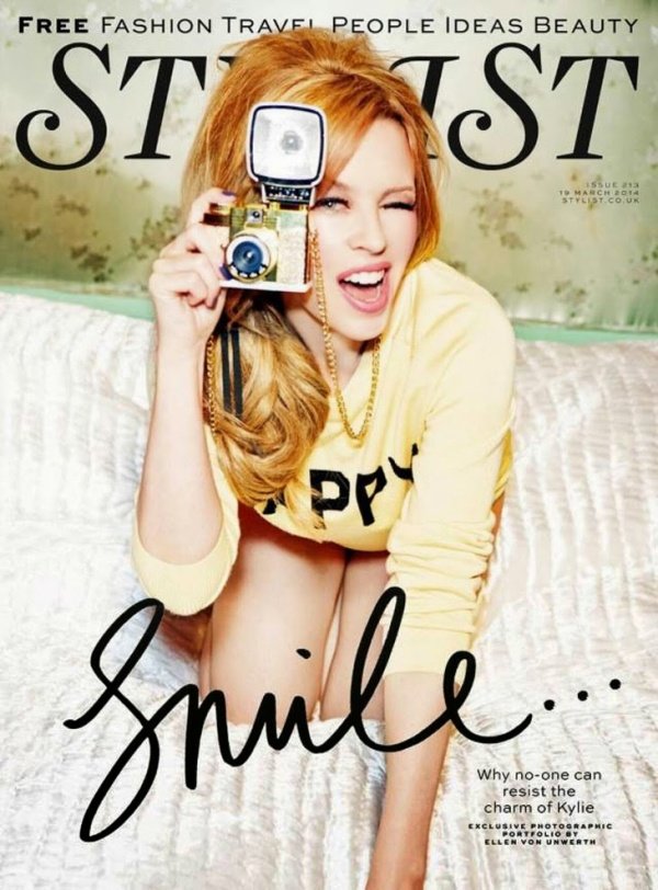 Kylie Minogue nhí nhố trên tạp chí Stylist tháng 3/2014