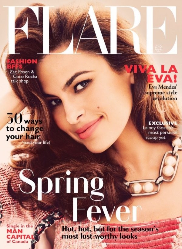 Eva Mendes nữ tính trên tạp chí Flare tháng 4/2014