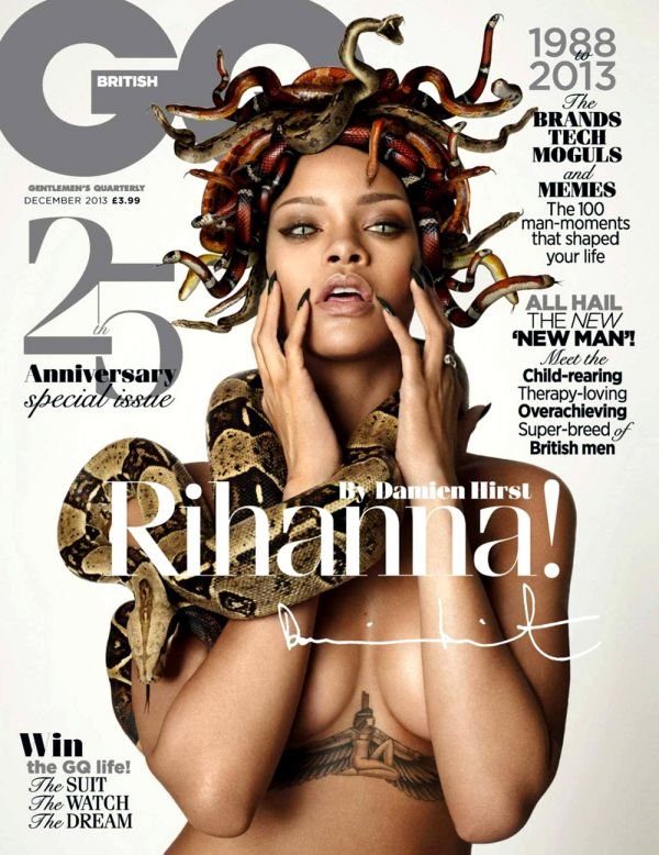 Rihanna มาแปลงโฉมเป็นเมดูซ่าขึ้นปก GQ British December 2013