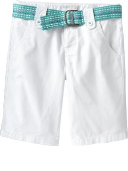 Girls Belted Twill Bermudas - Youth Ware - Old Navy - Girl