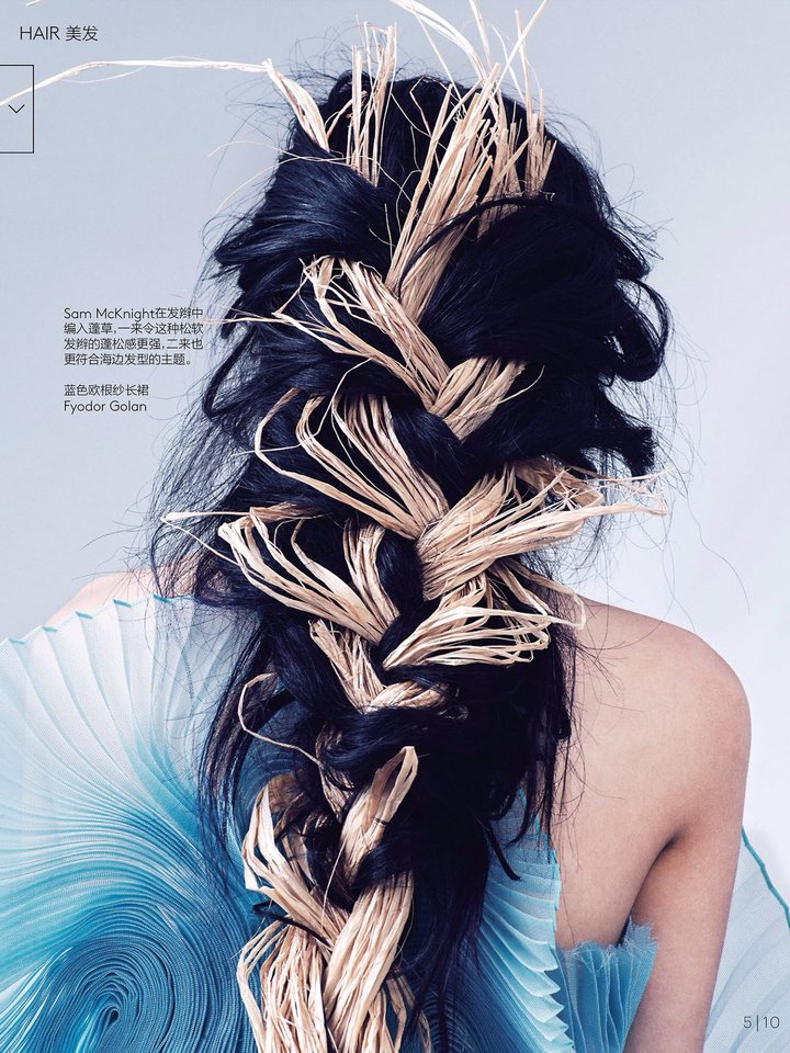 Thời Trang Tóc Mang Cảm Hứng Sóng Biển Đẹp Mắt Trên Tạp Chí Vogue Trung Quốc Tháng 3/2014