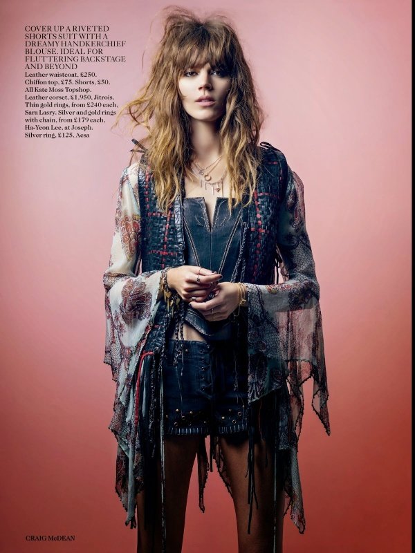 Freja Beha Erichsen diện thời trang Kate Moss thiết kế cho Topshop trên tại chí Vogue Anh tháng 5/2014
