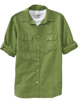 Men's Linen-Blend Pilot Shirts