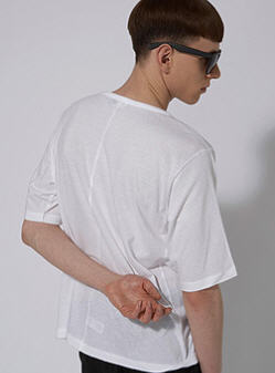 White Jersey Cut N Sew T-shirt - TOPMEN - T-shirt - Men's Wear