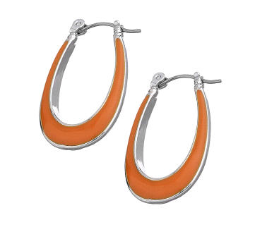Orange Enamel Oval Hoop - Earrings - Wallis - Jewelry
