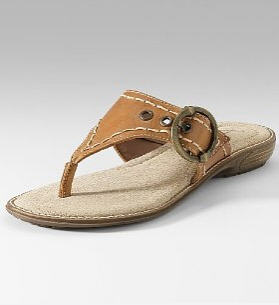 Footglove™ Wide Fit Leather Buckle Thong Flip-Flops - Marks & Spencer - Women's Shoes