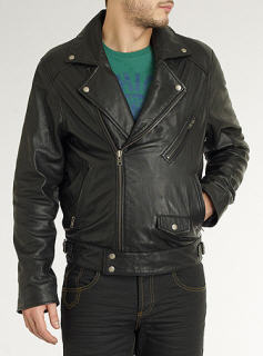 Black Leather Asymmetric Biker Jacket - Burton - Jacket - Men's Wear