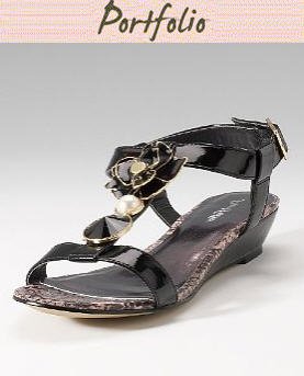 Portfolio Jewelled Wedge Mid Heel Sandals