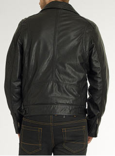 Black Leather Asymmetric Biker Jacket - Burton - Jacket - Men's Wear