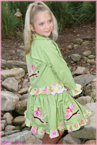 Little Bird  Applique t-shirt twirl skirt set & jacket - Kids Wear - Francoise Studio - Girl