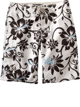 Men's Hibiscus-Print Cargo Board Shorts (11") - Old Navy - Swimsuit - Shorts