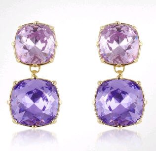 AZ Collection [DNA]  Amethyst Swarovski Crystal Drop Clip On Earrings