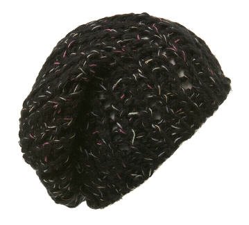 Black Multi Yarn Beanie Hat