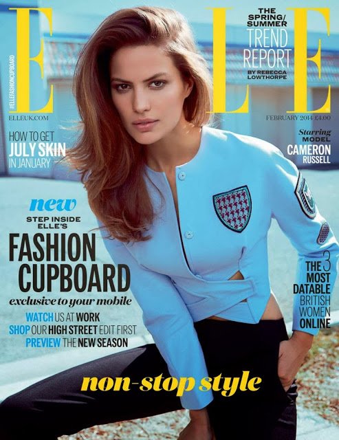 Cameron Russell  thu hút trên bìa tạp chí Elle Anh tháng 2/2014