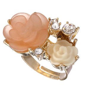 Peach Double Flower Ring