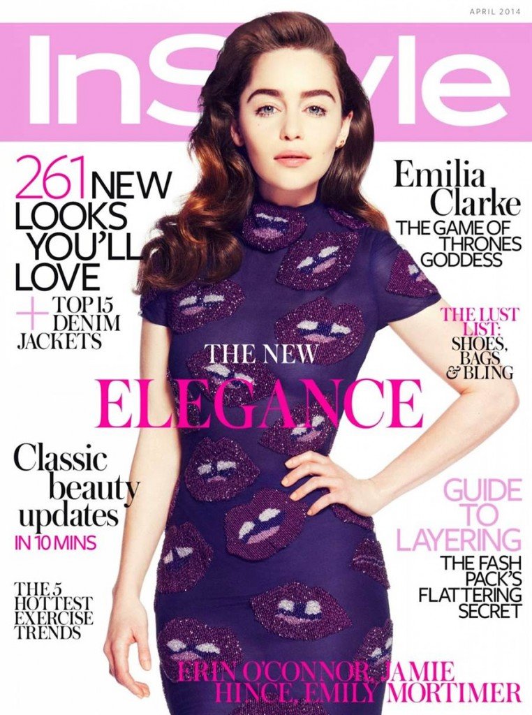 Emilia Clarke diện đầm tím lãng mạn trên tạp chí InStyle Anh tháng 4