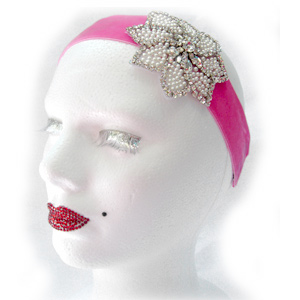 Swarovski Crystal Headband Rosy Applique on Velvet Headband - Michelle Roy - Headband - Accessory