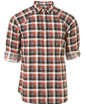 Red Check Raglan Sleeve Shirt - Shirt - TOPMAN - Men's Wear