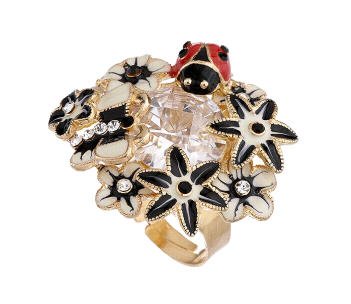 Floral Ladybird Cluster Ring