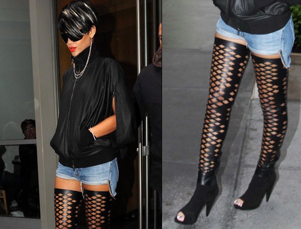 Rihanna wears exposed lingerie trend