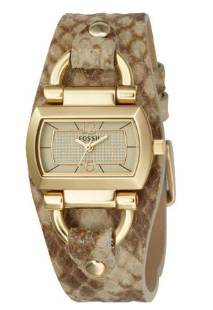 Gold Rectangle Faux Python - Fossil - Watch - Women's Watch
