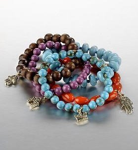 5 Pack - Assorted Charms Stretch Bracelets