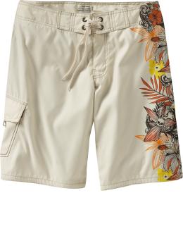 Men's Hibiscus-Skull Print Board Shorts - Old Navy - Swimsuit - Shorts